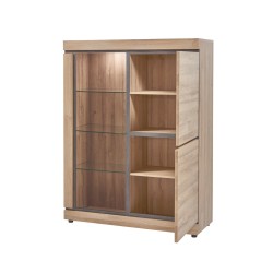 Vitrine Marnix 130 cm éclairage – meuble vitré bois décor French Oak
