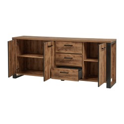 Buffet Onno 225 cm Tropix – 3 portes + 3 tiroirs, décor bois, fermeture douce