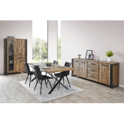 Vitrine Onno 112 cm Tropix – 3 portes + éclairage, décor bois clair