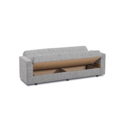 canapé-lit, Manisa, gris clair, clic-clac, convertible, tissu, gain de place, sofa-lit confortable, 2,5 places