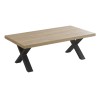 Table de salon SL1907 – pieds X décor Tropix 130×68 cm | style industriel