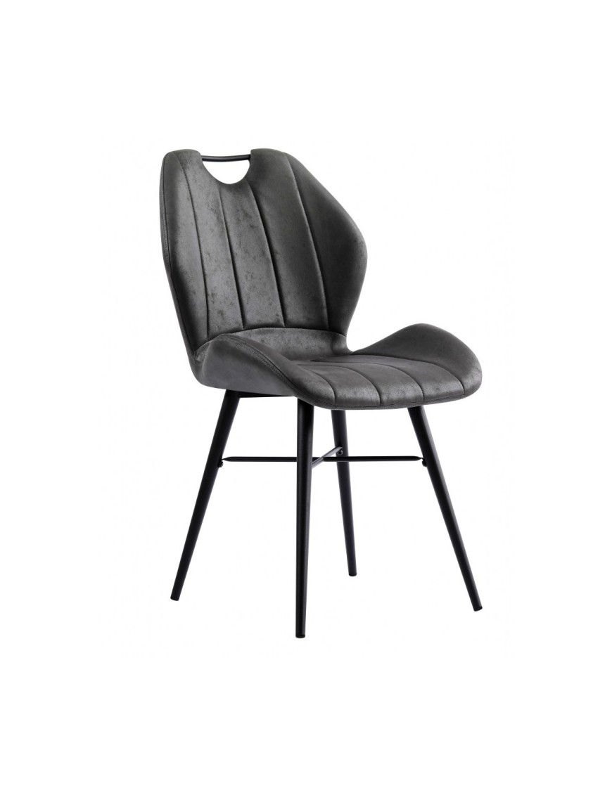 Chaise Bono gris – lot de 2 – assise tissu & piètement métal