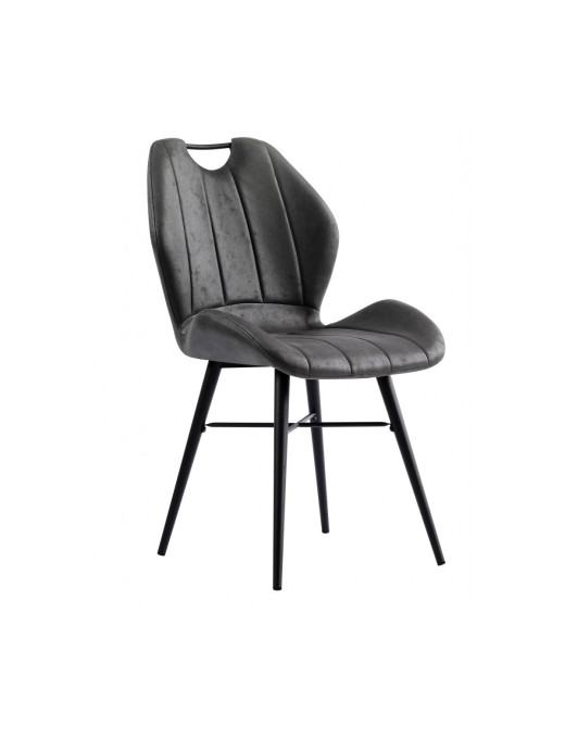 Chaise Bono gris – lot de 2 – assise tissu & piètement métal