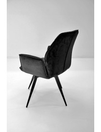 Fauteuil Percy velours noir – piétement rotatif 360° | design élégant
