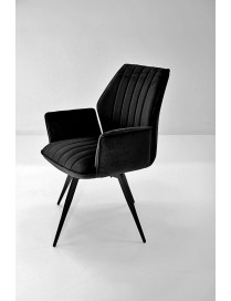 Fauteuil Percy velours noir – piétement rotatif 360° | design élégant