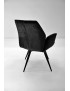 Fauteuil Percy velours noir – piétement rotatif 360° | design élégant