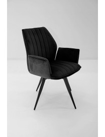 Fauteuil Percy velours noir – piétement rotatif 360° | design élégant
