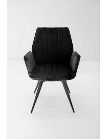 Fauteuil Percy velours noir – piétement rotatif 360° | design élégant