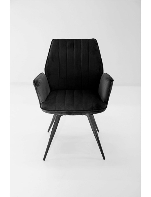 Fauteuil Percy velours noir – piétement rotatif 360° | design élégant