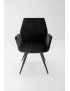 Fauteuil Percy velours noir – piétement rotatif 360° | design élégant