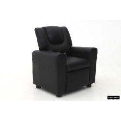 fauteuil enfant, Renée, relax enfant, simili-cuir PU, métal, noir, gris, rose, fauteuil ludique