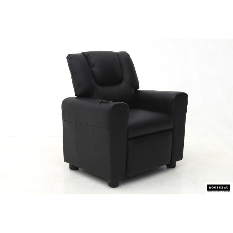 fauteuil enfant, Renée, relax enfant, simili-cuir PU, métal, noir, gris, rose, fauteuil ludique
