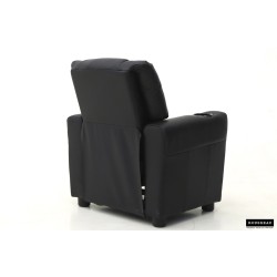 fauteuil enfant, Renée, relax enfant, simili-cuir PU, métal, noir, gris, rose, fauteuil ludique
