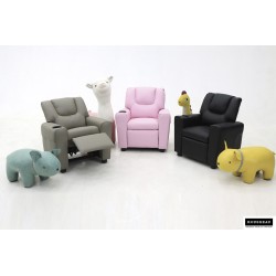 fauteuil enfant, Renée, relax enfant, simili-cuir PU, métal, noir, gris, rose, fauteuil ludique
