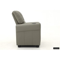 fauteuil enfant, Renée, relax enfant, simili-cuir PU, métal, noir, gris, rose, fauteuil ludique