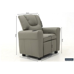 fauteuil enfant, Renée, relax enfant, simili-cuir PU, métal, noir, gris, rose, fauteuil ludique