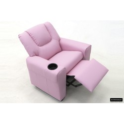 fauteuil enfant, Renée, relax enfant, simili-cuir PU, métal, noir, gris, rose, fauteuil ludique
