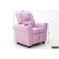 fauteuil enfant, Renée, relax enfant, simili-cuir PU, métal, noir, gris, rose, fauteuil ludique