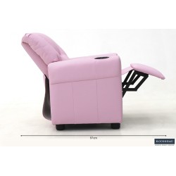 fauteuil enfant, Renée, relax enfant, simili-cuir PU, métal, noir, gris, rose, fauteuil ludique