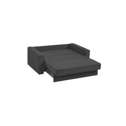 canapé-lit, Siena, tissu gris, anthracite, coffre de rangement, convertible, canapé gain de place, couchage 145×195, canapé mode