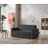 canapé-lit, Siena, tissu gris, anthracite, coffre de rangement, convertible, canapé gain de place, couchage 145×195, canapé mode