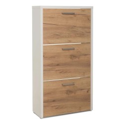 Meuble à chaussures Fulda 3 tiroirs Blanc & Chêne – 18 paires