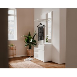 Meuble d’entrée Image 41B – Mélamine blanche, miroir, penderie