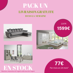 Pack UN – Ensemble salon, salle à manger et chambre moderne – Livraison gratuite