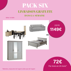 Pack Six – Ensemble complet salon, salle à manger et chambre moderne – Livraison gratuite