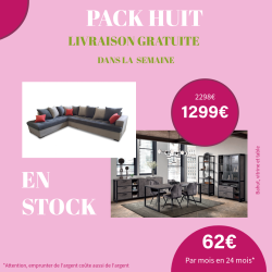 Pack Huit – Ensemble salon et salle à manger industriel – Livraison gratuite