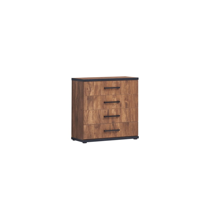 Commode Ellen 80 × 40 × 82 cm – Rangement décor acacia & noir