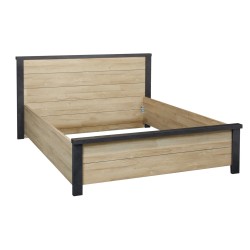 Lit Phaedra 160 × 200 cm – Décor chêne français & nox – Meuble chambre adulte