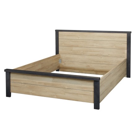 Lit Phaedra 160 × 200 cm – Décor chêne français & nox – Meuble chambre adulte