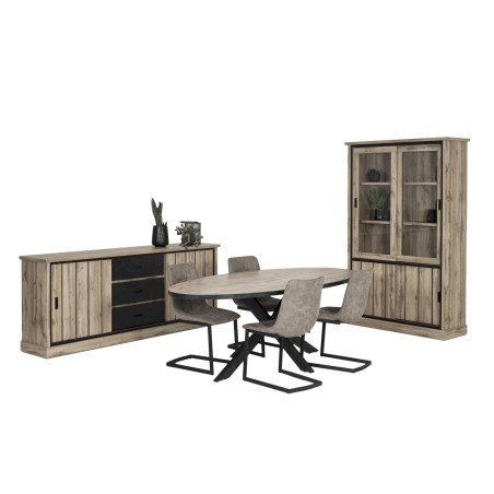 Salle à manger Elena – Table 220×110 + Buffet 225 + Vitrine 126