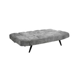 canapé-lit, convertible, canapé 2 places, petit espace, mousse froide, bois eucalyptus, gris clair, BURSA