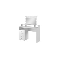 Coiffeuse Diva – Blanc brillant – Miroir et éclairage intégré