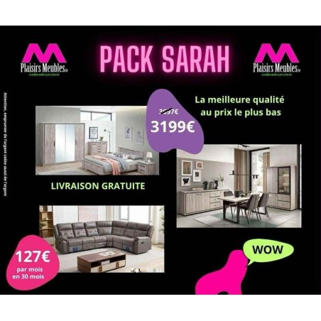 Pack Sarah – Salon, salle à manger et chambre complète – Ensemble moderne