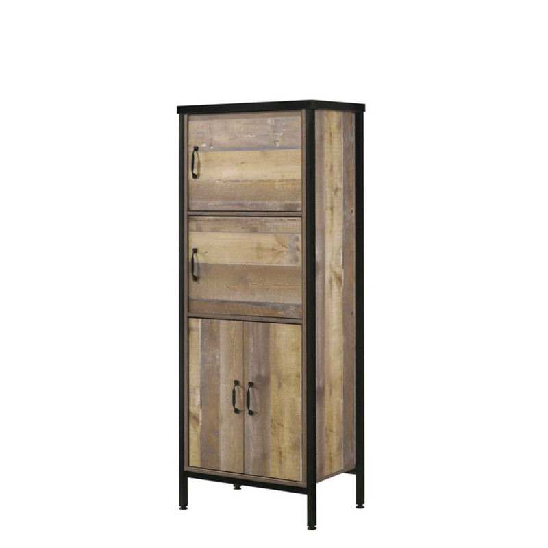 Commode MTL‑29 imitation chêne – 4 portes – Design moderne et pratique