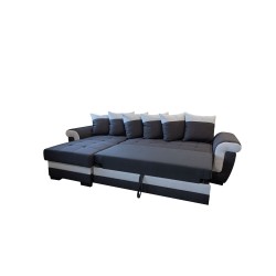 Salon Petit Latte réversible convertible avec coffre – Gris & blanc