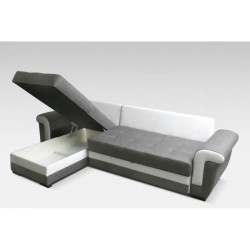 Salon Petit Latte réversible convertible avec coffre – Gris & blanc