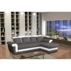 Salon Petit Latte réversible convertible avec coffre – Gris & blanc