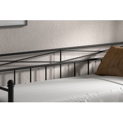 Lit "Sablo" 90×200 métal avec sommier — blanc ou noir