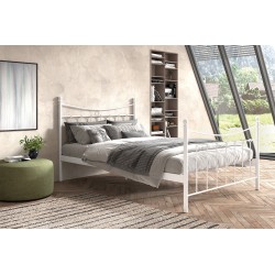 Lit Sacha métal 90-200 / 140-200 / 160-200 avec sommier – blanc ou noir