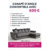 Canapé d'angle réversible avec lit et coffre 260x150 cm Plaisirs Meubles