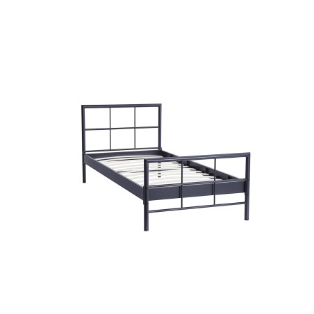 Lit "Davy" métal gris foncé avec sommier – 90, 140 ou 160 × 200 cm