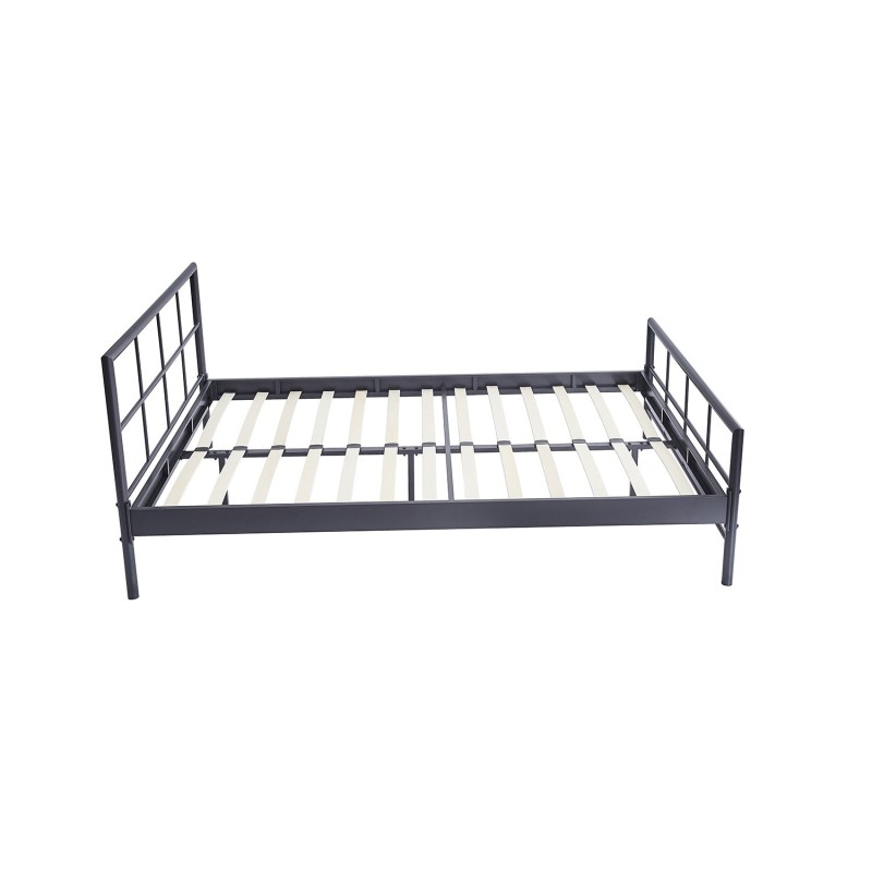 Lit "Davy" métal gris foncé avec sommier – 90, 140 ou 160 × 200 cm