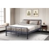 Lit "Davy" métal gris foncé avec sommier – 90, 140 ou 160 × 200 cm