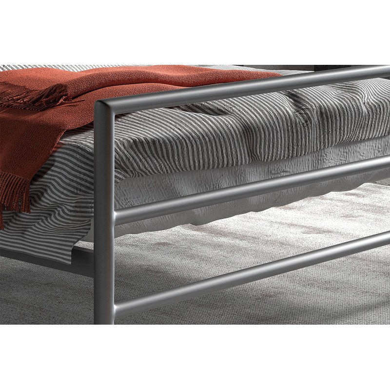 Lit Sandro métal gris avec sommier – 90, 140 ou 160×200 cm