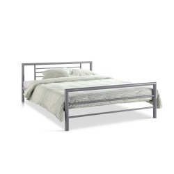 Lit Sandro métal gris avec sommier – 90, 140 ou 160×200 cm