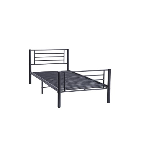 Lit "Sammy" métal gris foncé 90×200 cm avec sommier